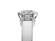 Solitaire Engagement Ring Setting for Cushion Cut Center with Wide Band, Pave Collar and Prong Head in Sterling Silver