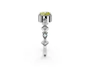 Milgrain Bezel Engagement Ring Setting for Fancy Yellow Cushion Cut Center with Marquise Stations and Bezel Head in Platinum