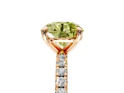 Solitaire Engagement Ring Setting for Fancy Yellow Round Cut Center with Fine Pave Narrow Band and Prong Head in Rose Gold