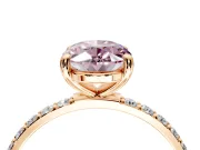 Solitaire Engagement Ring Setting for Fancy Pink Oval Center with Pave Accents and Prong Head in Rose Gold