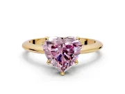 Solitaire Engagement Ring Setting for Fancy Pink Heart-Shaped Center with Knife Ridge Band and Claw Prong Head in Yellow Gold
