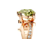 Solitaire Engagement Ring Setting for Fancy Yellow Heart-Shaped Center with Pave and Plain Crossover Band and Prong Head in Rose Gold