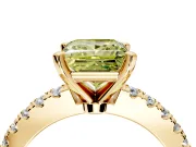 Solitaire Engagement Ring Setting for Fancy Yellow Princess Cut Center with Single Row Accent Band and Prong Head in Yellow Gold