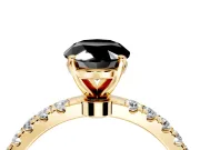Open Basket Engagement Ring Setting for Fancy Black Oval Center with Pave Band and Prong Head in Yellow Gold