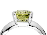 Tension Engagement Ring Setting for Fancy Yellow Princess Cut Center with Wide Flat Band and Tension Head in White Gold