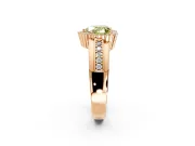 Halo Engagement Ring Setting for Fancy Yellow Heart-Shaped Center with Wide Band, Inlaid Accent Row and Prong Head in Rose Gold