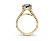 Solitaire Engagement Ring Setting for Fancy Blue Heart-Shaped Center with Accented Split Shank and Prong Head in Yellow Gold