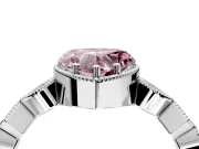 Milgrain Bezel Engagement Ring Setting for Fancy Pink Heart-Shaped Center with Marquise Stations and Bezel Head in White Gold