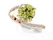 Solitaire Engagement Ring Setting for Fancy Yellow Round Cut Center with Pave Bypass Swirl Band and Prong Head in Rose Gold