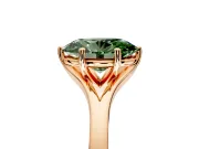 Solitaire Engagement Ring Setting for Fancy Green Oval Center with Plain Split Shank and Prong Head in Rose Gold