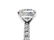 Solitaire Engagement Ring Setting for Princess Cut Center with Fine Pave Band and Claw Prong Head in Sterling Silver