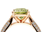 Solitaire Engagement Ring Setting for Fancy Yellow Princess Cut Center with Multi-Row Accents and Prong Head in Rose Gold