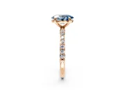 Solitaire Engagement Ring Setting for Fancy Blue Oval Center with Pave Accents and Prong Head in Rose Gold