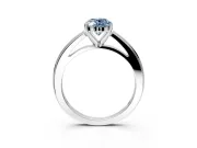 Solitaire Engagement Ring Setting for Fancy Blue Oval Center with Flat-Sided Plain Band and Prong Head in Sterling Silver