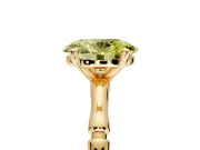 Solitaire Engagement Ring Setting for Fancy Yellow Oval Center with Bamboo Band and Prong Head in Yellow Gold