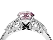 Leaf Cluster Engagement Ring Setting for Fancy Pink Oval Center with Marquise Accents and Prong Head in Platinum