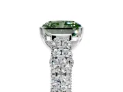 Solitaire Engagement Ring Setting for Fancy Green Radiant Cut Center with Pave Cathedral Shoulders and Prong Head in Platinum