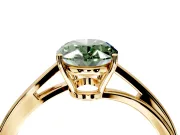 Solitaire Engagement Ring Setting for Fancy Green Oval Center with Plain Bypass Twist Band and Prong Head in Yellow Gold