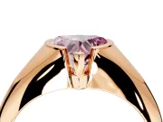 Tension Engagement Ring Setting for Fancy Pink Heart-Shaped Center with Wide Tapered Band and Tension Head in Rose Gold