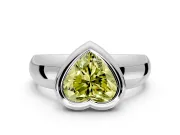 Solitaire Engagement Ring Setting for Fancy Yellow Heart-Shaped Center with Wide Band and Bezel Head in Sterling Silver