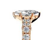 Solitaire Engagement Ring Setting for Marquise Center with Pave Cathedral Shoulders and Prong Head in Rose Gold