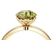 Solitaire Engagement Ring Setting for Fancy Yellow Round Cut Center with Thin Rounded Plain Band and Prong Head in Yellow Gold