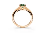 Solitaire Engagement Ring Setting for Fancy Green Emerald Cut Center with Reverse Tapered Band and Prong Head in Rose Gold