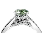 Solitaire Engagement Ring Setting for Fancy Green Oval Center with Crossover Accents and Prong Head in Platinum