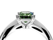 Solitaire Engagement Ring Setting for Fancy Green Emerald Cut Center with Reverse Tapered Band and Prong Head in Platinum