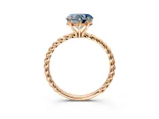 Solitaire Engagement Ring Setting for Fancy Blue Heart-Shaped Center with Plain Twisted Rope Band and Prong Head in Rose Gold