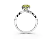 Solitaire Engagement Ring Setting for Fancy Yellow Round Cut Center with Narrow Twist Pave Band and Prong Head in Platinum
