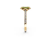 Floral Engagement Ring Setting for Fancy Yellow Emerald Cut Center with Pave Band and Floral Prong Head in Yellow Gold