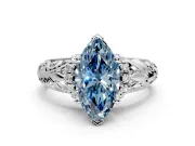 Solitaire Engagement Ring Setting for Fancy Blue Marquise Center with Filigree Accent Basket and Prong Head in Platinum