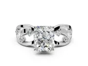 Solitaire Engagement Ring Setting for Radiant Cut Center with Criss-Cross Accent Band and Prong Head in Sterling Silver