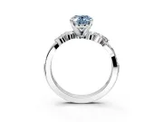 Solitaire Engagement Ring Setting for Fancy Blue Oval Center with Marquise Accent Twist Band and Prong Head in White Gold