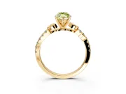 Leaf Motif Engagement Ring Setting for Fancy Yellow Marquise Center with Pave Band and Prong Head in Yellow Gold