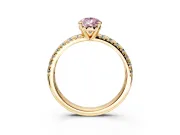 Solitaire Engagement Ring Setting for Fancy Pink Pear-Shaped Center with Large Accents and Prong Head in Yellow Gold
