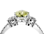 3 Stone Engagement Ring Setting for Fancy Yellow Pear-Shaped Center with Round Cut Side Accents and Prong Head in Platinum