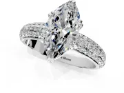 Solitaire Engagement Ring Setting for Marquise Center with Multi-Row Pave Accents and Basket Head in Sterling Silver