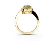 Halo Engagement Ring Setting for Fancy Yellow Heart-Shaped Center with Heart-Shaped Openwork, Pave Band and Prong Head in Yellow Gold
