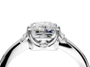 Floral Frame Engagement Ring Setting for Radiant Cut Center with Accent Clusters and Prong Head in Platinum