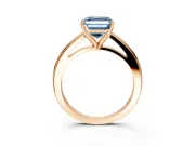 Solitaire Engagement Ring Setting for Fancy Blue Asscher Cut Center with Flat-Sided Plain Band and Prong Head in Rose Gold