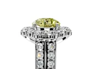 Large Accent Halo Engagement Ring Setting for Fancy Yellow Round Cut Center with Pave Split Shank and Prong Head in Sterling Silver
