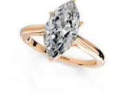 Solitaire Engagement Ring Setting for Marquise Center with Narrow Cathedral Band and Prong Head in Rose Gold