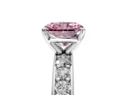 Solitaire Engagement Ring Setting for Fancy Pink Radiant Cut Center with Channel-Set Accents and Prong Head in Platinum