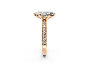 Milgrain Pave Engagement Ring Setting for Marquise Center with Accent Band and Prong Head in Rose Gold