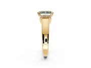 Solitaire Engagement Ring Setting for Fancy Green Radiant Cut Center with Wide Band, Pave Collar and Prong Head in Yellow Gold