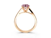 Solitaire Engagement Ring Setting for Fancy Pink Round Cut Center with Tapered Split Shoulders and Prong Head in Rose Gold