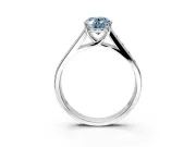 Solitaire Engagement Ring Setting for Fancy Blue Oval Center with Cathedral Channel Band and Prong Head in Platinum