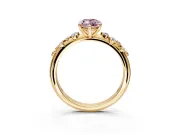 Cluster Engagement Ring Setting for Fancy Pink Marquise Center with Round Cut Accent Band and Prong Head in Yellow Gold